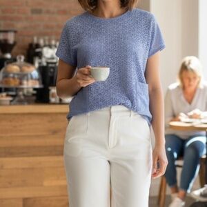 Ekyog Royal Blue Organic Cotton Top – Eco-Friendly – Size FR 38 (Fits Small)